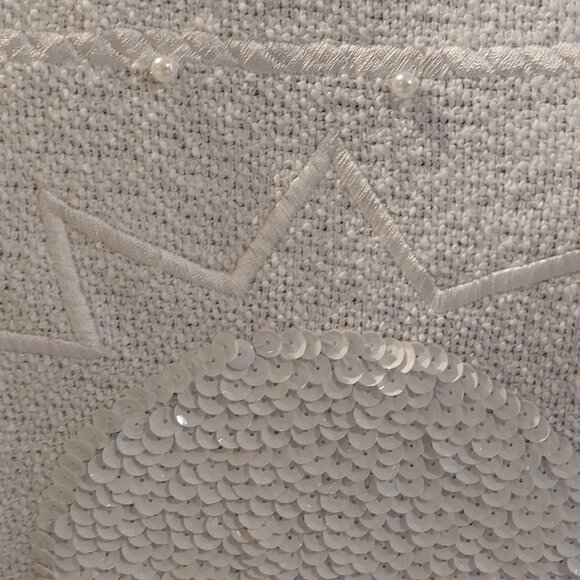 White Sunshine Sequins & Pearls Short Sleeve Shirt - Picture 3 of 4